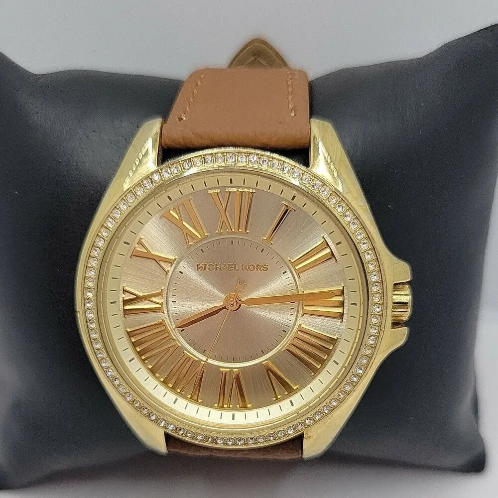 MICHAEL KORS MK2394 Women's Brown Leather Analog Dial Quartz Wrist Watch AM519